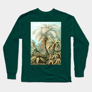 Vintage Colorful Tropical Jungle Palm Trees Long Sleeve T-Shirt